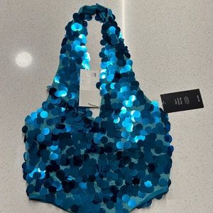 NWT NA-KD Blue Sequin Top